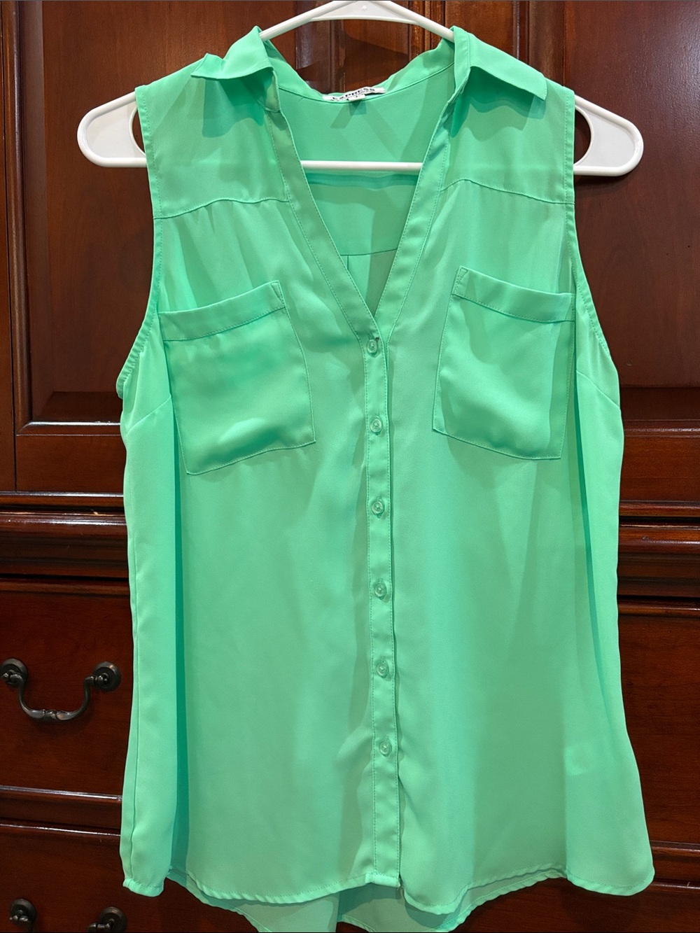 Express Mint Green Sleeveless Button-Front Camisole